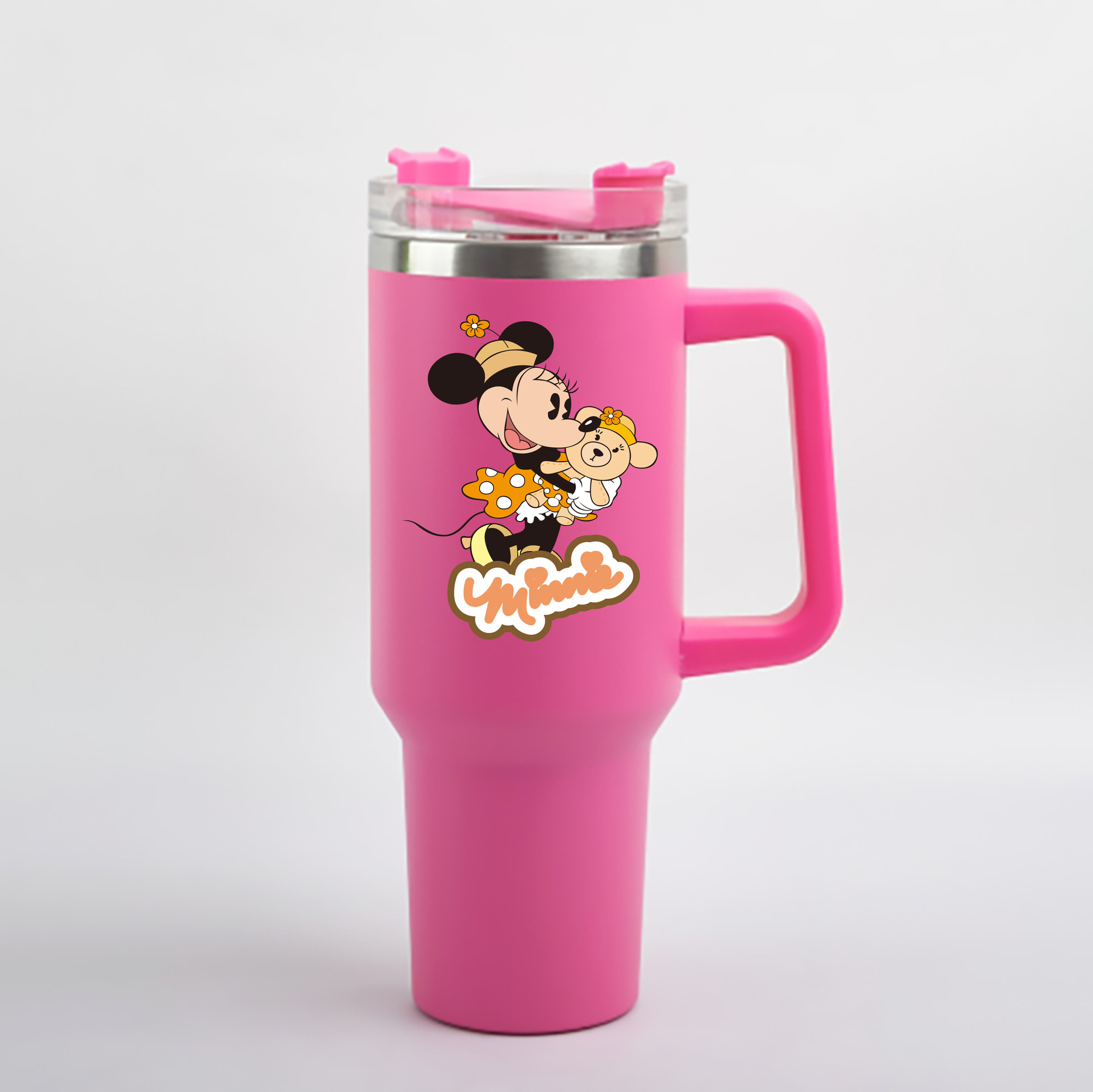 （画像用） ミッキーマウス Mickey Mouse 1200mL車用タンブラー - クリスタルステッカー（プラスチックストロー付き）